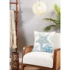 20"x20" Oversize Starfish Square Throw Pillow Aqua Blue - Saro Lifestyle: Nautical Decor, Indoor Use, Zipper Closure 3 20"x20" Oversize Starfish Square Throw Pillow Aqua Blue - Saro Lifestyle: Nautical Decor, Indoor Use, Zipper Closure -Winter Glow Store GUEST c712b23b cec8 4bcb 8df7 860e1e3cc566