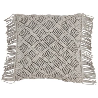 18"x18" Macramé Print Down Filled Square Throw Pillow - Saro Lifestyle 4 18"x18" Macramé Print Down Filled Square Throw Pillow - Saro Lifestyle - Image 4