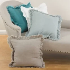 20"x20" Down Filled Ruffled Design Throw Pillow - Saro Lifestyle