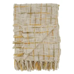 Saro Lifestyle Cross Hatch Weave Throw, 50x60 Inches, Beige