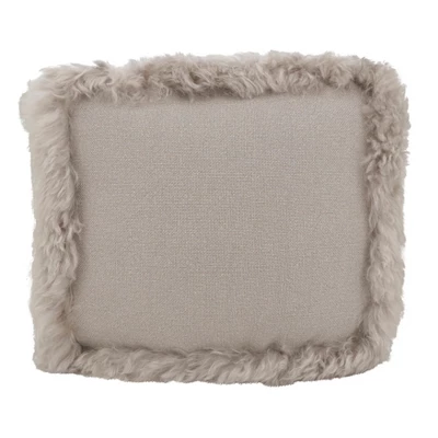 Saro Lifestyle Luxurious Linen Pouf With Soft Lamb Fur Trim 1 Saro Lifestyle Luxurious Linen Pouf With Soft Lamb Fur Trim