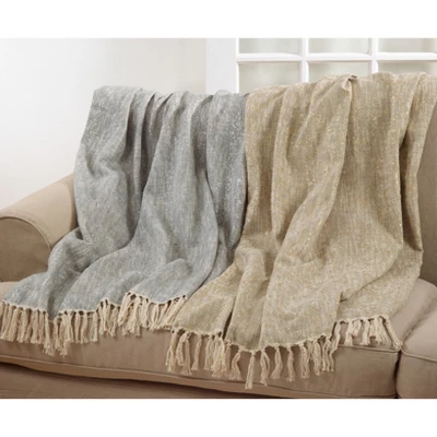 50"x60" Foil Print Throw Blanket With Tassels - Saro Lifestyle 2 50"x60" Foil Print Throw Blanket With Tassels - Saro Lifestyle - Image 2