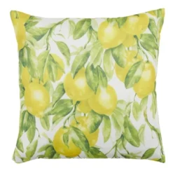 Saro Lifestyle Printed Lemon Pillow - Down Filled, 18" Square, Multi