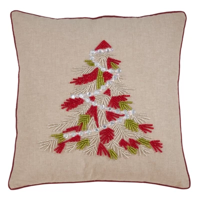 Saro Lifestyle Beaded Christmas Tree Decorative Pillow Cover 2 Saro Lifestyle Beaded Christmas Tree Decorative Pillow Cover - Image 2
