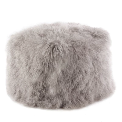 Saro Lifestyle Real Mongolian 100% Wool Lamb Fur Pouf Ottoman Square 5 Saro Lifestyle Real Mongolian 100% Wool Lamb Fur Pouf Ottoman Square - Image 5