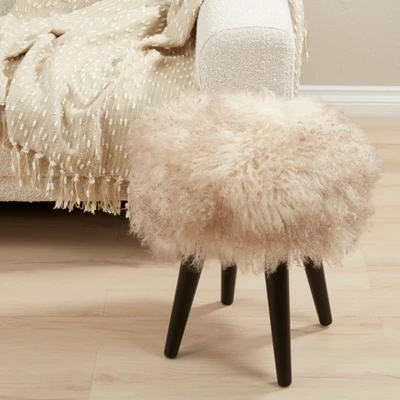 Saro Lifestyle Mongolian Lamb Fur Stool 5 Saro Lifestyle Mongolian Lamb Fur Stool - Image 5