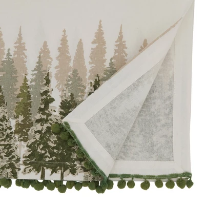 Saro Lifestyle Christmas Tree Pom Pom Runner, Green, 16" X 72" 1 Saro Lifestyle Christmas Tree Pom Pom Runner, Green, 16" X 72"