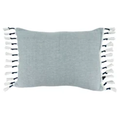 Saro Lifestyle Tassel Decorative Pillow Cover, Chambray, 16"x23"