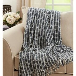 Saro Lifestyle Saro Lifestyle Throw Blanket With Striped Fringe Design, Navy Blue, 50"x60" 7 Saro Lifestyle Saro Lifestyle Throw Blanket With Striped Fringe Design, Navy Blue, 50"x60" -Winter Glow Store GUEST d03535a0 c40d 428c 93bb 345cbec56e3b