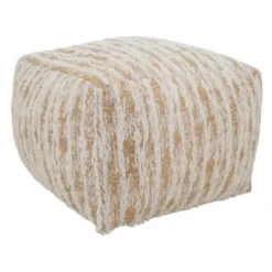 Saro Lifestyle Floor Pouf With Foil Print Faux Fur Design -Winter Glow Store GUEST d1205b9a b82e 4350 a99d 41f7af9276ed