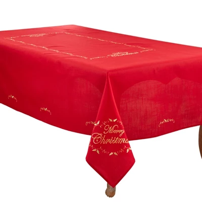 Saro Lifestyle Merry Christmas Embroidered Design Tablecloth 4 Saro Lifestyle Merry Christmas Embroidered Design Tablecloth - Image 4