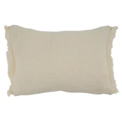 Saro Lifestyle Flower Applique Decorative Pillow Cover, Ivory, 12"x18"