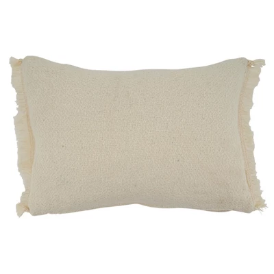 Saro Lifestyle Flower Applique Decorative Pillow Cover, Ivory, 12"x18" 1 Saro Lifestyle Flower Applique Decorative Pillow Cover, Ivory, 12"x18"