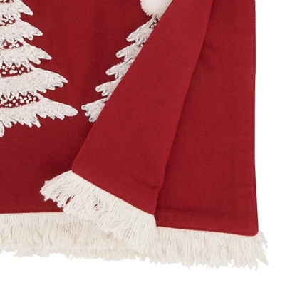 Saro Lifestyle Holly Jolly Christmas Trees Table Runner, 16"x72", Red 1 Saro Lifestyle Holly Jolly Christmas Trees Table Runner, 16"x72", Red