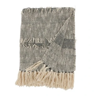 50"x60" Bohemian Bliss Textured Striped Fringe Throw Blanket Gray - Saro Lifestyle: Cotton, Machine Washable 2 50"x60" Bohemian Bliss Textured Striped Fringe Throw Blanket Gray - Saro Lifestyle: Cotton, Machine Washable - Image 2