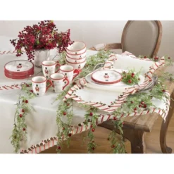 Saro Lifestyle Candy Cane Stripe Border Christmas Holiday Table Runner 7 Saro Lifestyle Candy Cane Stripe Border Christmas Holiday Table Runner -Winter Glow Store GUEST d6f60994 c08b 43f4 b68e f3bca464d900