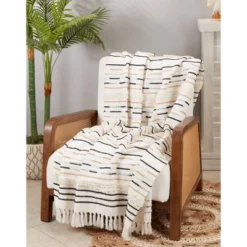 50"x60" Woven Sophistication Corded Fringe Throw Blanket Ivory - Saro Lifestyle 5 50"x60" Woven Sophistication Corded Fringe Throw Blanket Ivory - Saro Lifestyle -Winter Glow Store GUEST d720e016 e340 47b1 afe1 e1fc7083417c