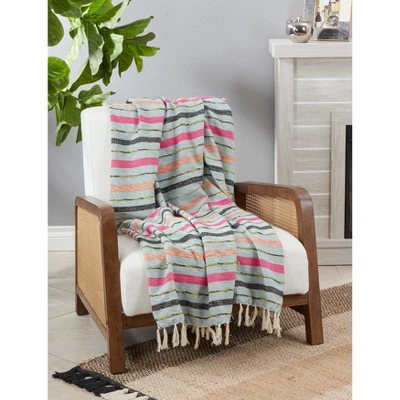Saro Lifestyle Striped Throw Blanket With Multi-Color Design 3 Saro Lifestyle Striped Throw Blanket With Multi-Color Design - Image 3