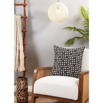 20"x20" Oversize Embroidered Crosses Design Square Throw Pillow Cover Black - Saro Lifestyle 2 20"x20" Oversize Embroidered Crosses Design Square Throw Pillow Cover Black - Saro Lifestyle - Image 2