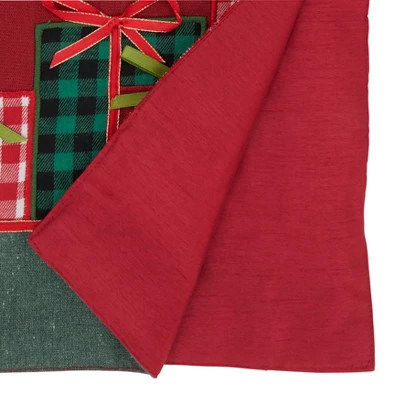 Saro Lifestyle Festive And Fun Christmas Gifts Table Runner, 16"x72", Red 1 Saro Lifestyle Festive And Fun Christmas Gifts Table Runner, 16"x72", Red