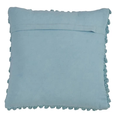 20"x20" Oversize Down Filled Crochet Pom-Pom Square Throw Pillow - Saro Lifestyle 1 20"x20" Oversize Down Filled Crochet Pom-Pom Square Throw Pillow - Saro Lifestyle