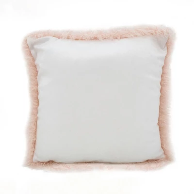 Saro Lifestyle Mongolian Faux Fur Throw Pillow, Rose, 22" X 22" 1 Saro Lifestyle Mongolian Faux Fur Throw Pillow, Rose, 22" X 22"