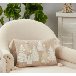 Saro Lifestyle Embroidered Trees Decorative Pillow Cover, Natural, 14"x20" 3 Saro Lifestyle Embroidered Trees Decorative Pillow Cover, Natural, 14"x20" -Winter Glow Store GUEST dd4c8294 e08b 4b51 bb66 6b3194a9e4a8