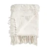 Saro Lifestyle Boho Chic Tufted Throw With Tassels, White, 50"x60"