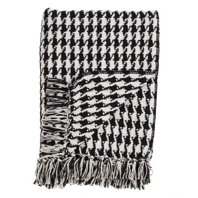 50"x60" Houndstooth Throw Blanket Black - Saro Lifestyle: Cotton Weave, Modern Decor, Machine Washable 1 50"x60" Houndstooth Throw Blanket Black - Saro Lifestyle: Cotton Weave, Modern Decor, Machine Washable