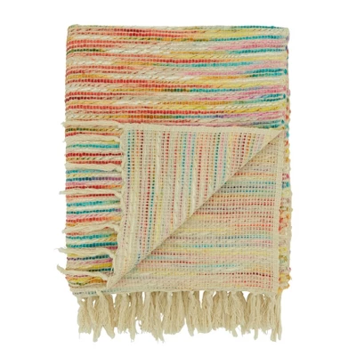50"x60" Striped Design Rainbow Throw Blanket - Saro Lifestyle 2 50"x60" Striped Design Rainbow Throw Blanket - Saro Lifestyle - Image 2