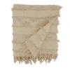 50"x60" Cotton With Fringe Design Throw Blanket Natural - Saro Lifestyle: Lightweight Knitted, Modern Decor, Machine Washable