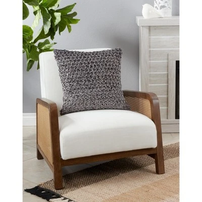 Saro Lifestyle Smocked Velvet Decorative Pillow Cover, Gray, 20" 2 Saro Lifestyle Smocked Velvet Decorative Pillow Cover, Gray, 20" - Image 2