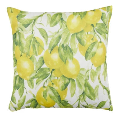 Saro Lifestyle Printed Lemon Decorative Pillow Cover, Multi, 18" 1 Saro Lifestyle Printed Lemon Decorative Pillow Cover, Multi, 18"