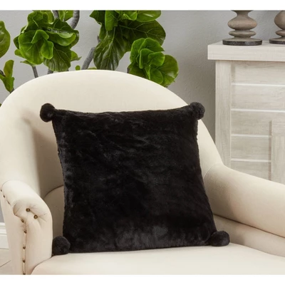18"x18" Poly-Filled Faux Rabbit Fur Square Throw Pillow - Saro Lifestyle 1 18"x18" Poly-Filled Faux Rabbit Fur Square Throw Pillow - Saro Lifestyle