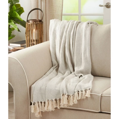 50"x60" Soft Cotton Diamond Weave Throw Blanket - Saro Lifestyle 2 50"x60" Soft Cotton Diamond Weave Throw Blanket - Saro Lifestyle - Image 2