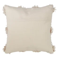 18"x18" Moroccan Down Filled Pom-Pom Square Throw Pillow Ivory - Saro Lifestyle