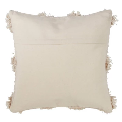 18"x18" Moroccan Down Filled Pom-Pom Square Throw Pillow Ivory - Saro Lifestyle 1 18"x18" Moroccan Down Filled Pom-Pom Square Throw Pillow Ivory - Saro Lifestyle