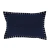 12"x20" Oversize Minimalist Chic Chunky Whip Stitch Down Filled Lumbar Throw Pillow Navy Blue - Saro Lifestyle