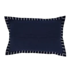 20"x20" Oversize Minimalist Chic Chunky Whip Stitch Poly Filled Square Throw Pillow Navy Blue - Saro Lifestyle