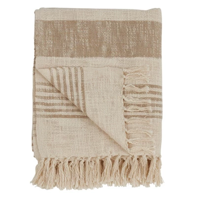 50"x60" Striped Throw Blanket With Tassels Tan - Saro Lifestyle 1 50"x60" Striped Throw Blanket With Tassels Tan - Saro Lifestyle