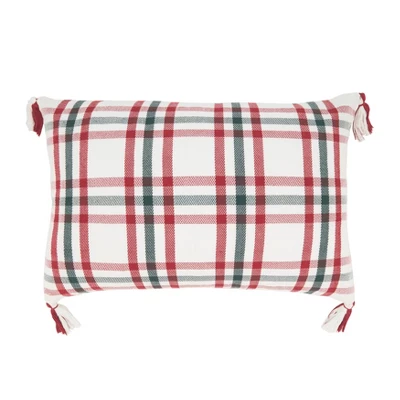 Saro Lifestyle Tasseled Plaid Outdoor Down Filled Throw Pillow 3 Saro Lifestyle Tasseled Plaid Outdoor Down Filled Throw Pillow - Image 3