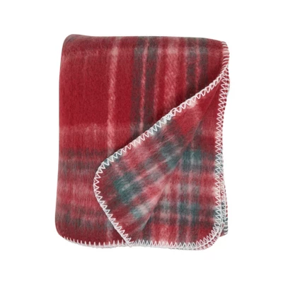 Saro Lifestyle Faux Mohair Plaid Throw, 50"x60", Red 1 Saro Lifestyle Faux Mohair Plaid Throw, 50"x60", Red