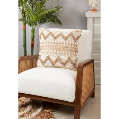20"x20" Oversize Textured Zig Zag Woven Down Filled Square Throw Pillow Ivory - Saro Lifestyle 2 20"x20" Oversize Textured Zig Zag Woven Down Filled Square Throw Pillow Ivory - Saro Lifestyle - Image 2