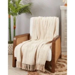 50"x60" Rugged Elegance Striped Fringe Throw Blanket Natural - Saro Lifestyle: Cozy Cotton, Machine Washable 5 50"x60" Rugged Elegance Striped Fringe Throw Blanket Natural - Saro Lifestyle: Cozy Cotton, Machine Washable -Winter Glow Store GUEST eeb3406c 9c2d 430f 9d16 1fbaf11d7d9a