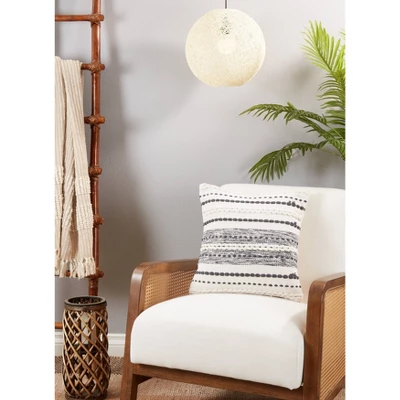 18"x18" Woven Striped Design With Poly Filling Square Throw Pillow Black - Saro Lifestyle: Indoor Decorative Pillow 2 18"x18" Woven Striped Design With Poly Filling Square Throw Pillow Black - Saro Lifestyle: Indoor Decorative Pillow - Image 2