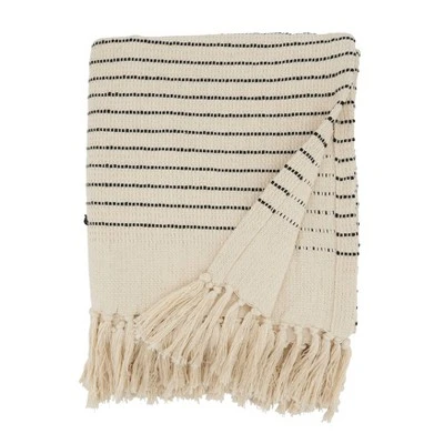 50"x60" Diamond Motif Fringe Throw Blanket - Saro Lifestyle: Cozy Cotton, Plain Weave, Machine Washable 2 50"x60" Diamond Motif Fringe Throw Blanket - Saro Lifestyle: Cozy Cotton, Plain Weave, Machine Washable - Image 2