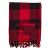 Buffalo Plaid Throw Blanket Red - Saro Lifestyle: 100% Cotton, Tassel Edges, Machine Washable, 50x60"
