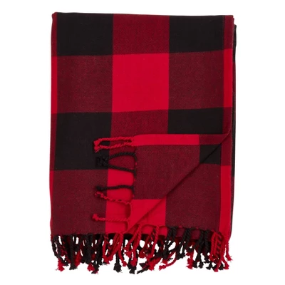 Buffalo Plaid Throw Blanket Red - Saro Lifestyle: 100% Cotton, Tassel Edges, Machine Washable, 50x60" 1 Buffalo Plaid Throw Blanket Red - Saro Lifestyle: 100% Cotton, Tassel Edges, Machine Washable, 50x60"