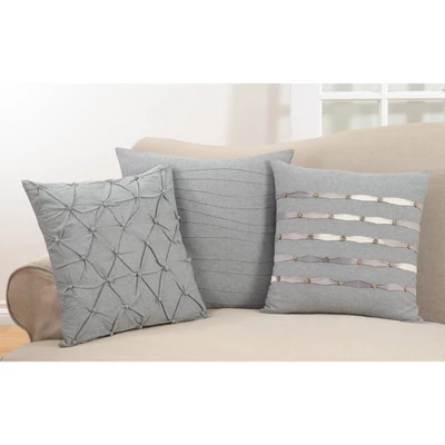 18"x18" Down Filled Pin-Tucked Square Throw Pillow Gray - Saro Lifestyle 2 18"x18" Down Filled Pin-Tucked Square Throw Pillow Gray - Saro Lifestyle - Image 2