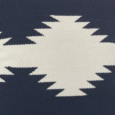 20"x20" Oversize Kilim Design Down Filled Square Throw Pillow Navy Blue - Saro Lifestyle 2 20"x20" Oversize Kilim Design Down Filled Square Throw Pillow Navy Blue - Saro Lifestyle - Image 2